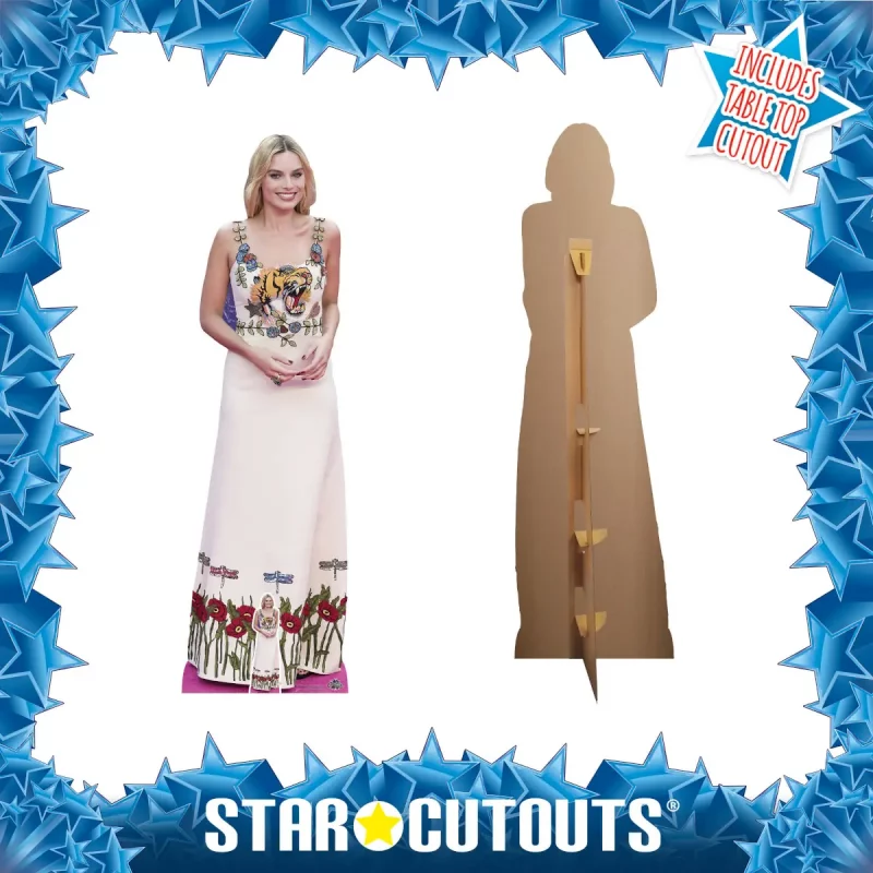 Margot Robbie White Dress Australian Actress Lifesize + Mini Cardboard Cutout Frame