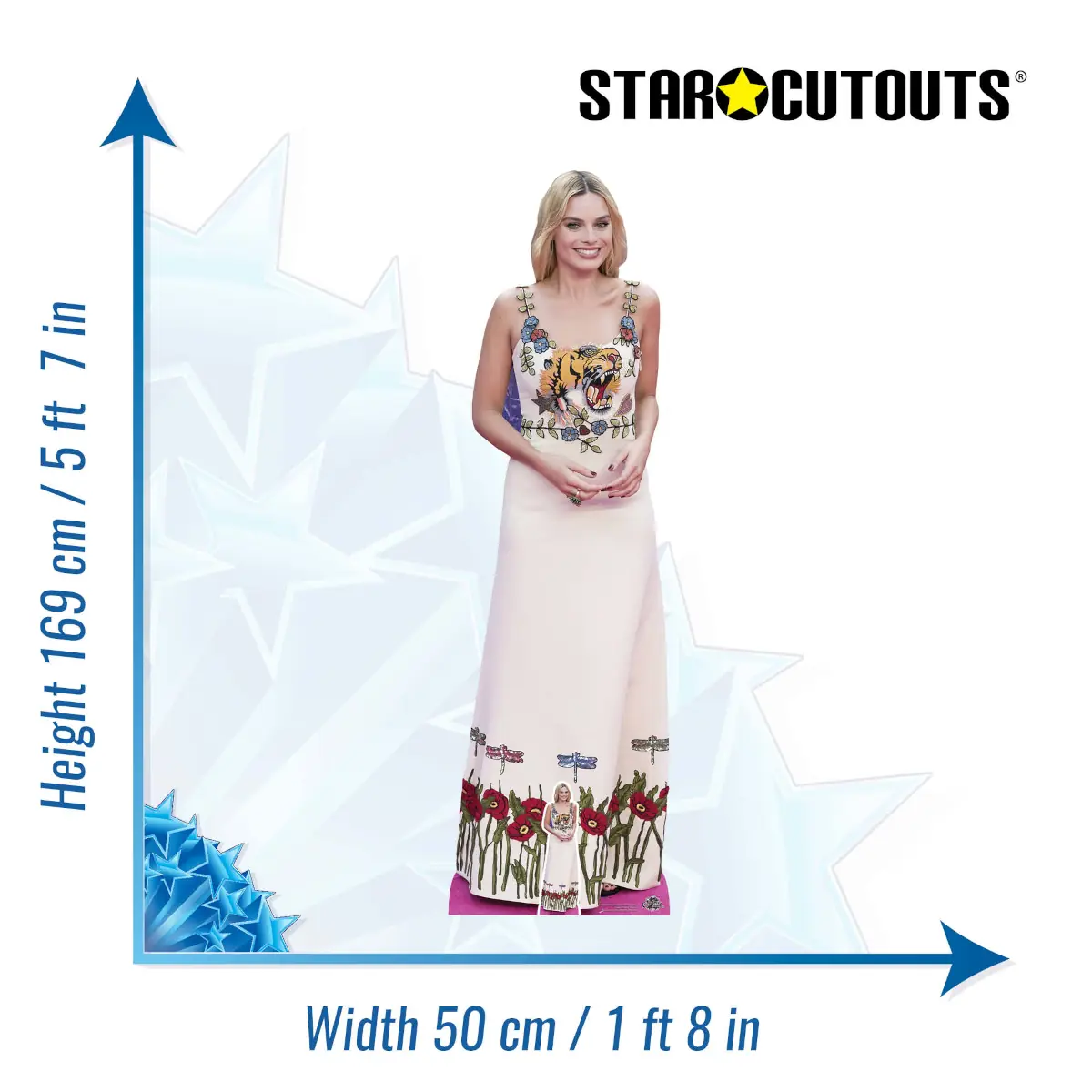 Margot Robbie White Dress Australian Actress Lifesize + Mini Cardboard Cutout Size