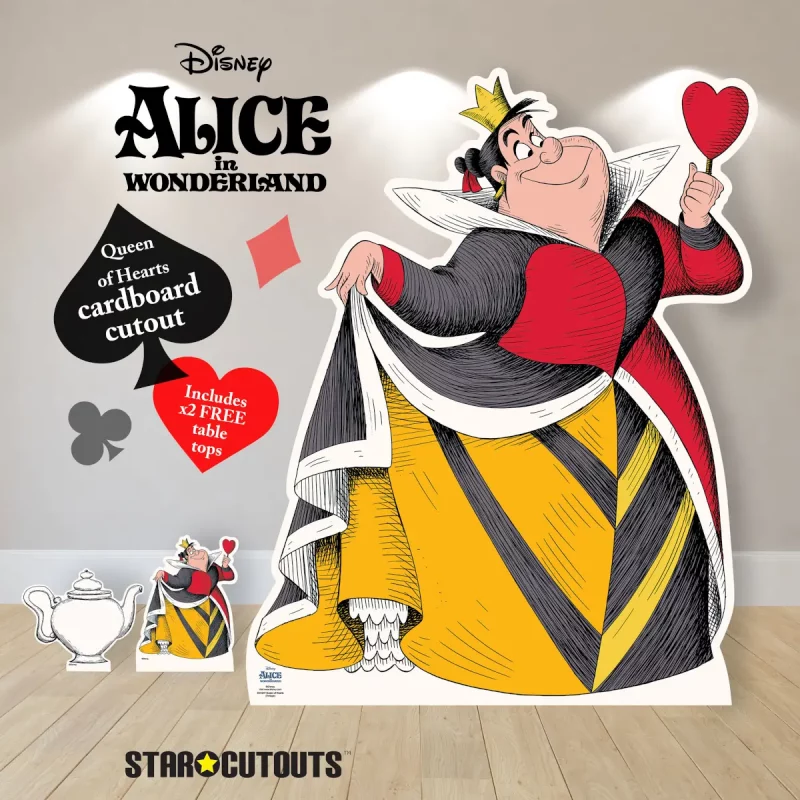 Queen of Hearts Disney Alice in Wonderland Official Medium + Minis Cardboard Cutout Room