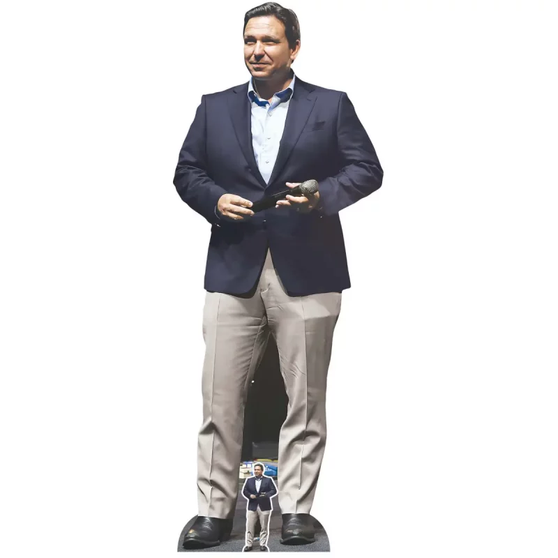 Ron DeSantis American Politician Lifesize + Mini Cardboard Cutout Standee Front