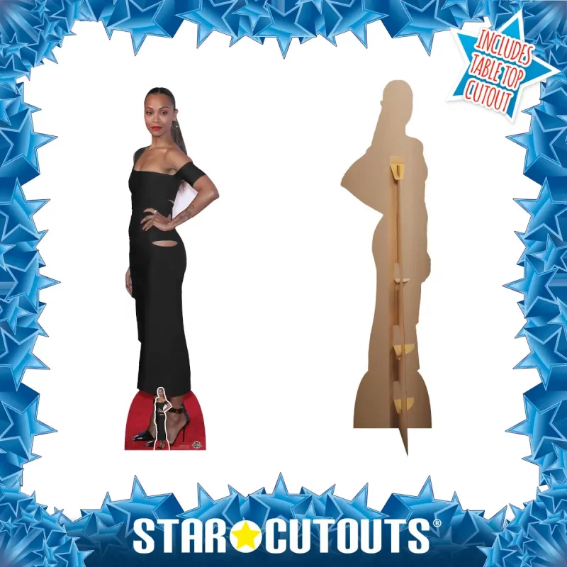 Zoe Saldana Black Dress American Actress Lifesize + Mini Cardboard Cutout Frame