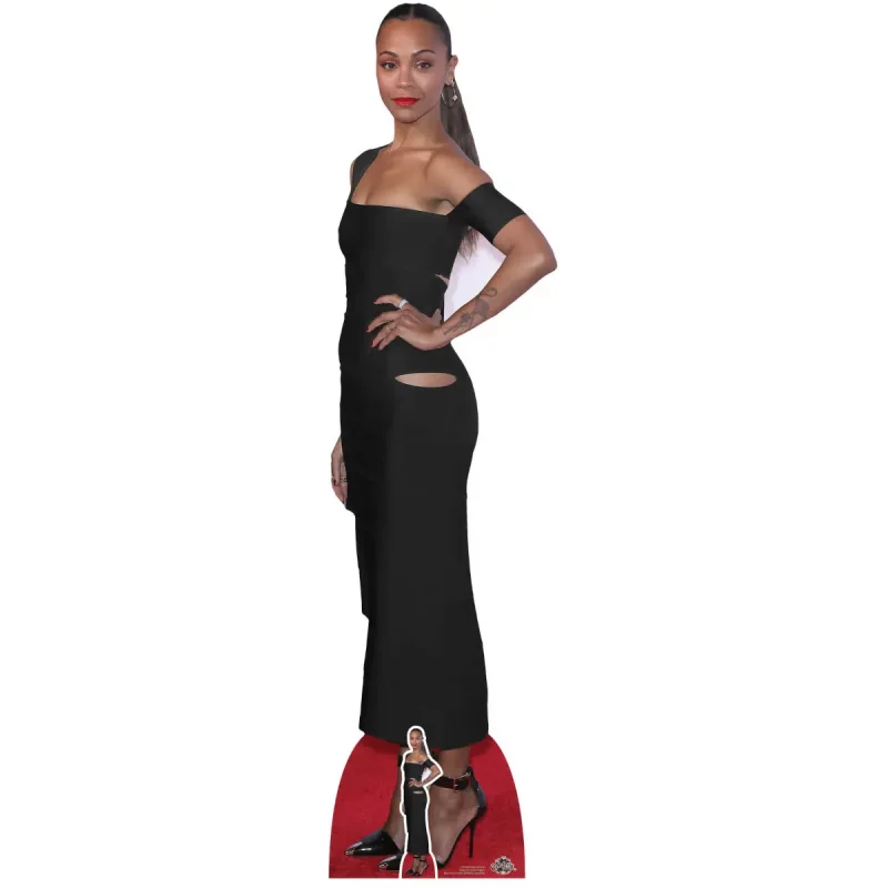 Zoe Saldana Black Dress American Actress Lifesize + Mini Cardboard Cutout Front