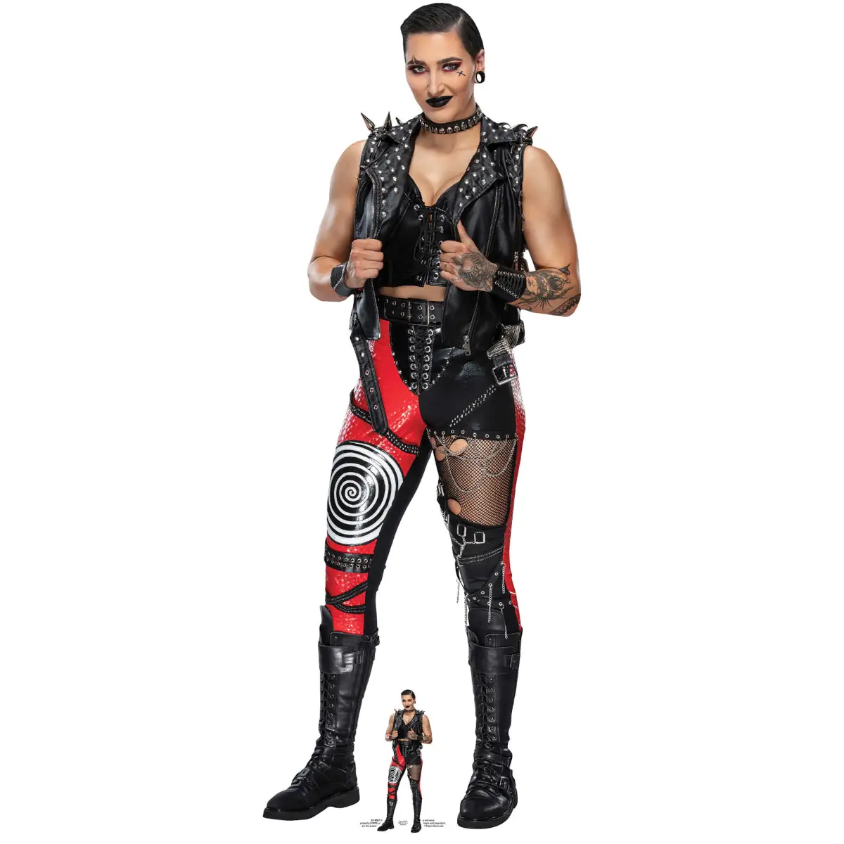 Rhea Ripley Leather Outfit WWE Official Lifesize + Mini Cardboard Cutout Front