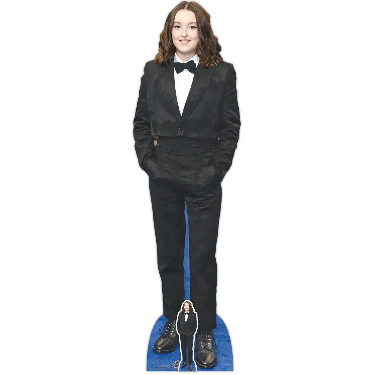 Bella Ramsey Black Suit English Actress Lifesize + Mini Cardboard Cutout Front