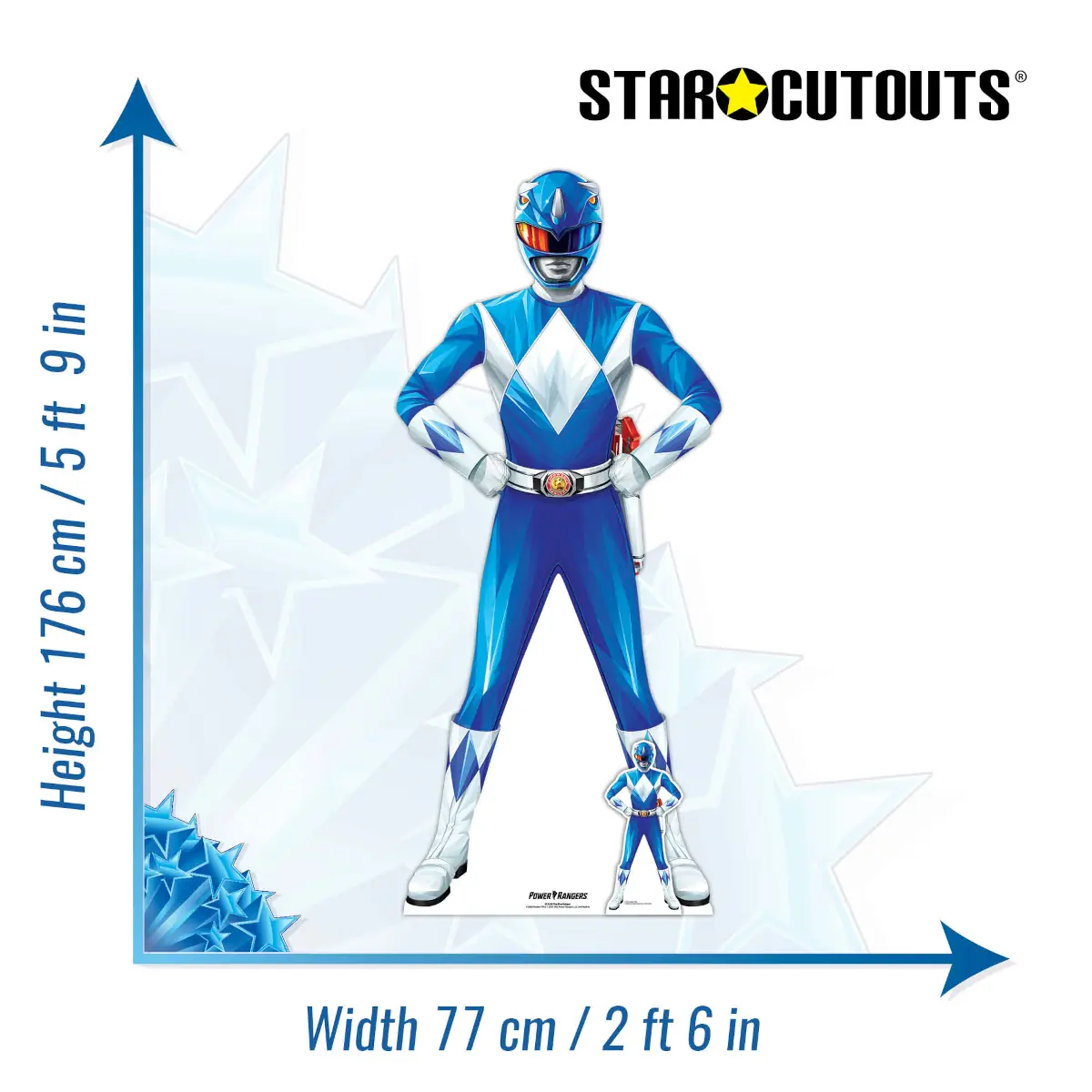 Blue Power Ranger Official Lifesize + Mini Cardboard Cutout Size