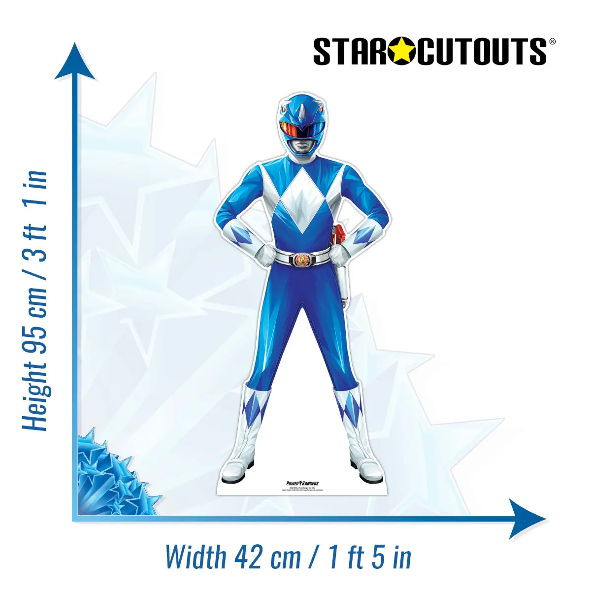 Blue Power Ranger Official Mini Cardboard Cutout Standee Size