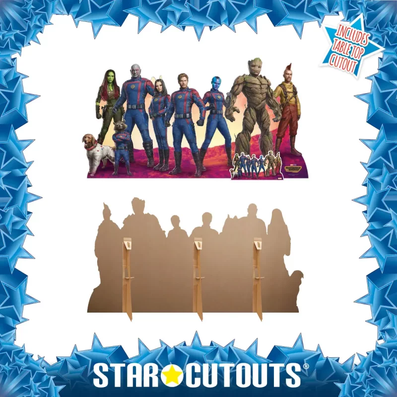 Guardians of the Galaxy Vol. 3 Group Official Lifesize + Mini Cardboard Cutout Frame