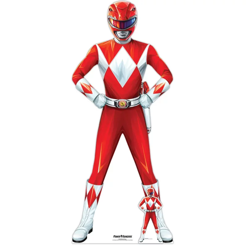 Red Power Ranger Official Lifesize + Mini Cardboard Cutout Standee Front