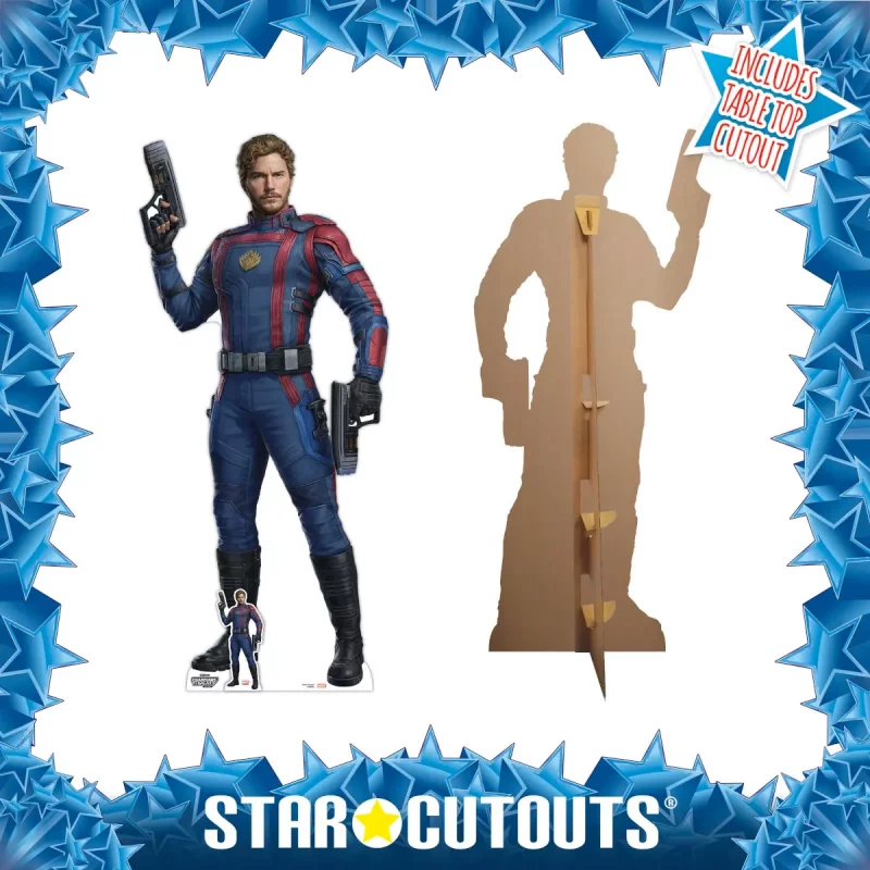 Star-Lord Chris Pratt Guardians of the Galaxy Vol. 3 Official Lifesize + Mini Cardboard Cutout Frame