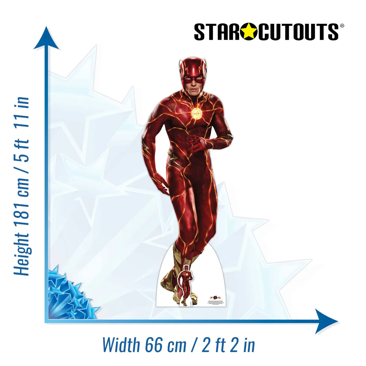 The Flash Live Action 2023 Action Pose Ezra Miller Official Lifesize + Mini Cardboard Cutout Size
