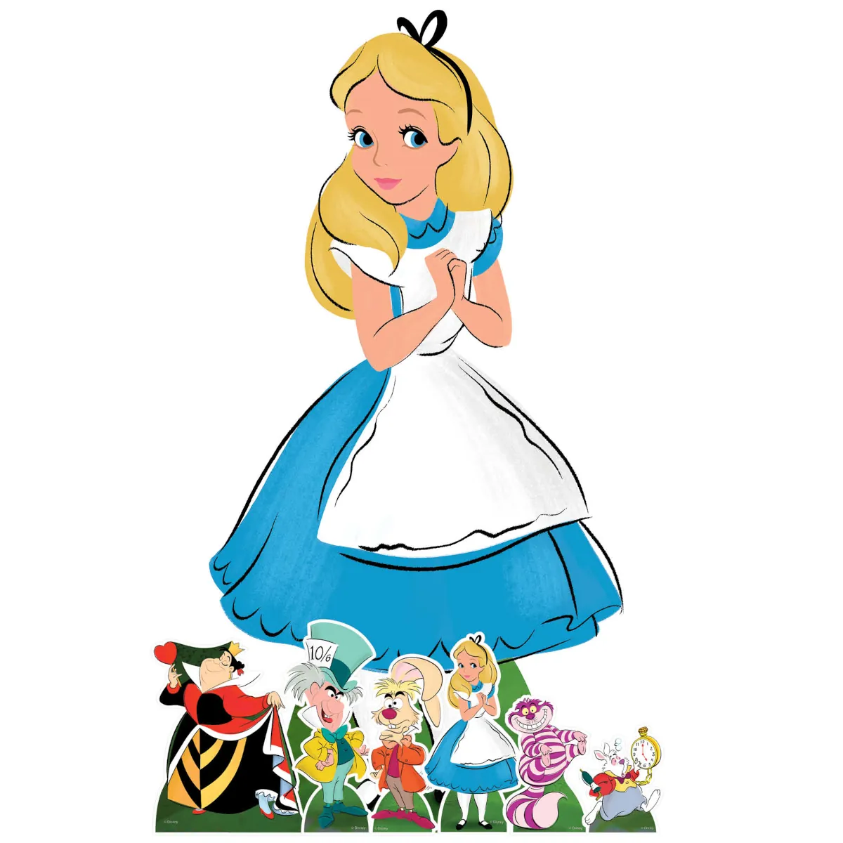 Alice in Wonderland Official Cardboard Cutout Party Decorations + Six Mini Party Supplies Front