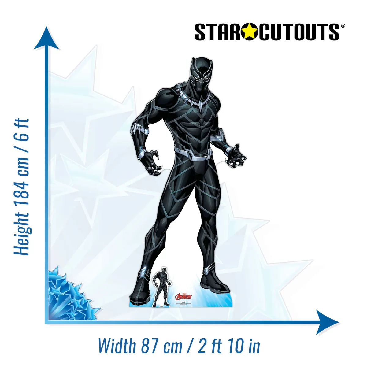 Black Panther 'Wakandas Protector' (Marvel Avengers) Lifesize + Mini Cardboard Cutout Size