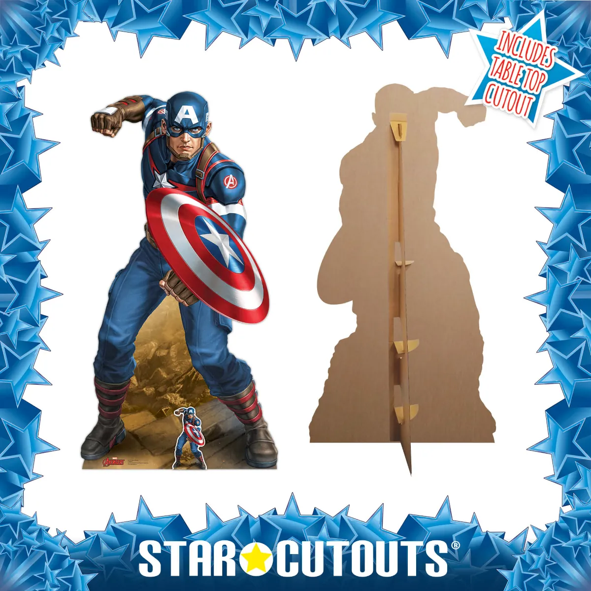 Captain America 'Comic Book Art' (Marvel Avengers) Lifesize + Mini Cardboard Cutout Frame