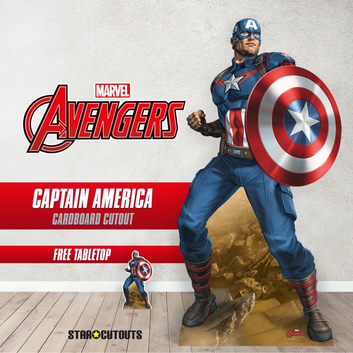 Captain America 'Earth's Mightiest Hero' (Marvel Avengers) Lifesize + Mini Cardboard Cutout Room