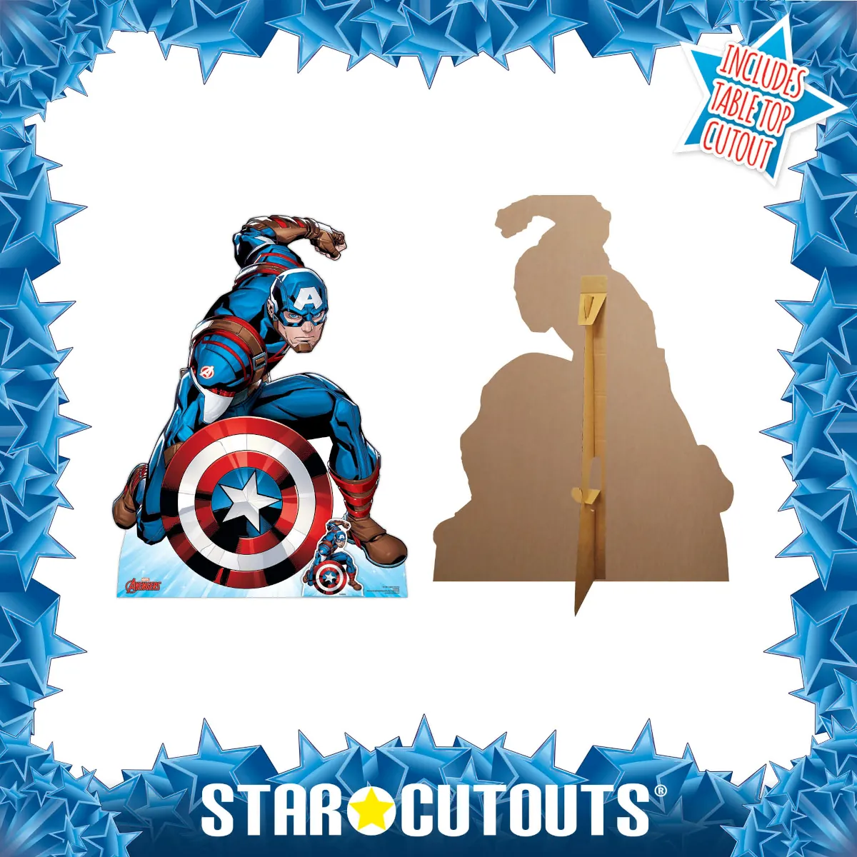 Captain America 'First Avenger' (Marvel Avengers) Lifesize + Mini Cardboard Cutout Frame
