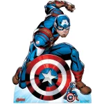 Captain America 'First Avenger' (Marvel Avengers) Lifesize + Mini Cardboard Cutout Front