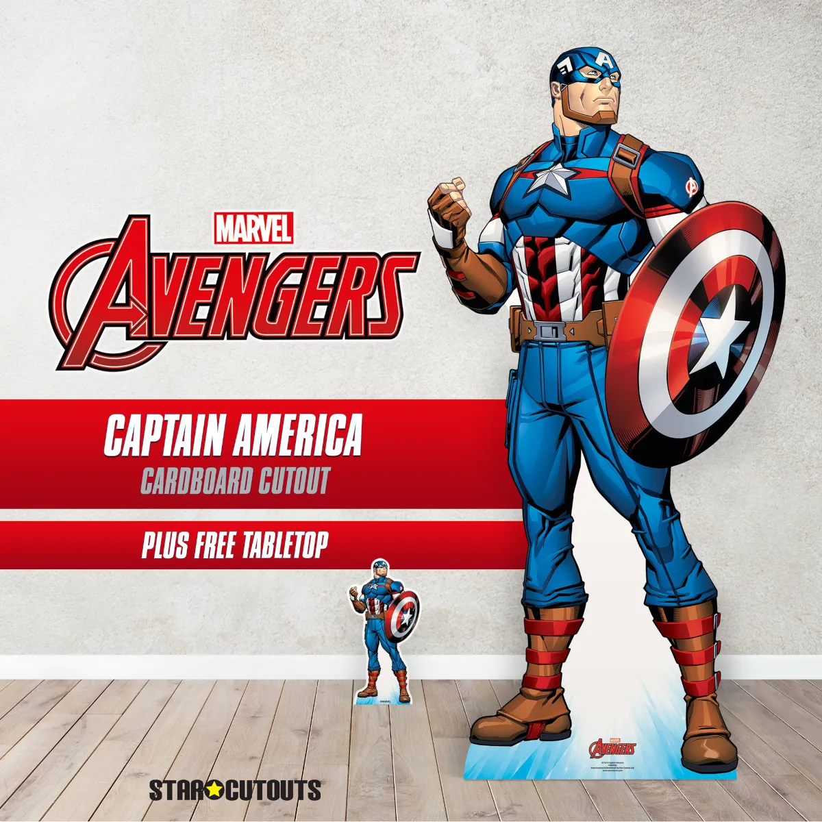 Captain America 'Superhero' (Marvel Avengers) Lifesize + Mini Cardboard Cutout Room