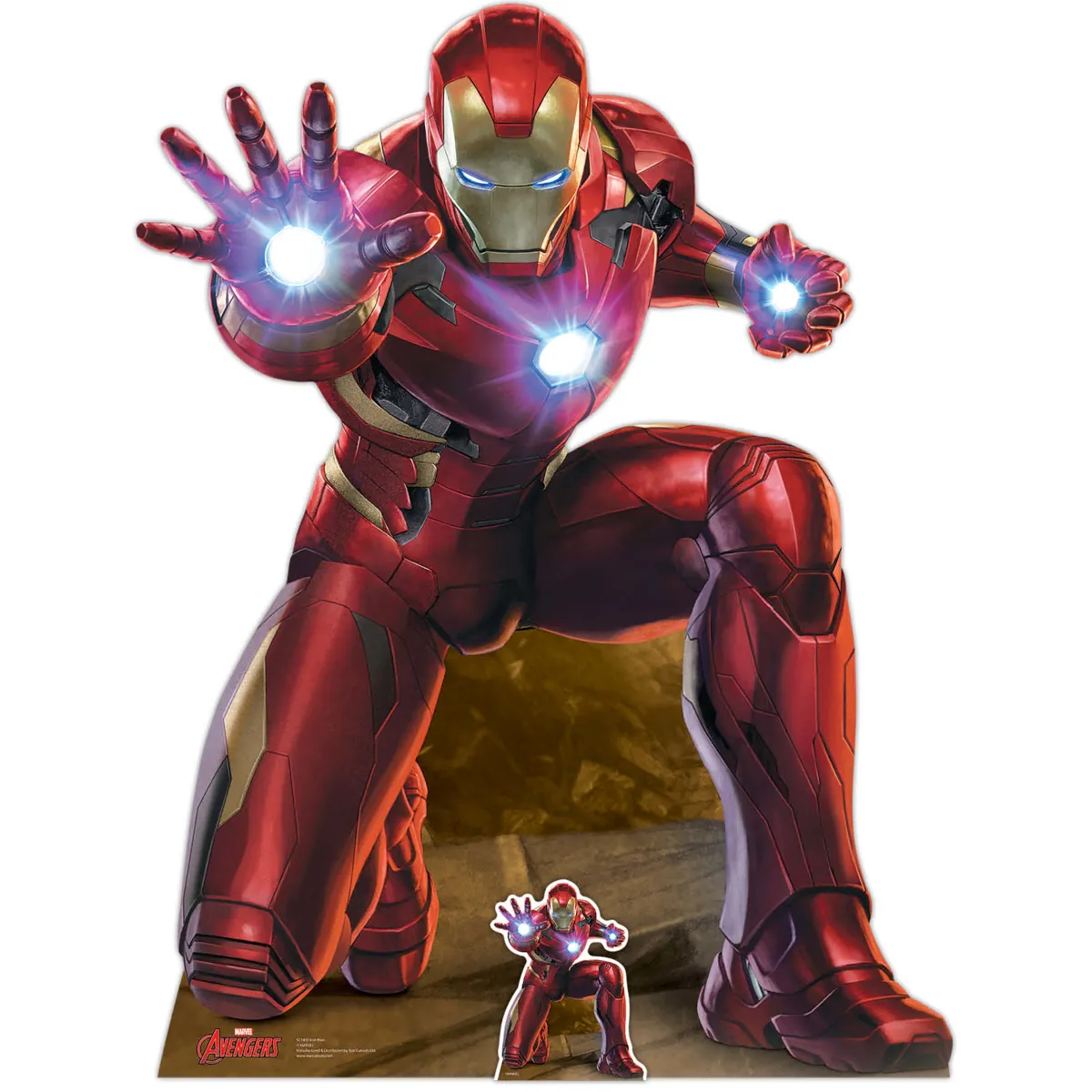 Iron Man 'Triple Repulsor Beam' (Marvel Avengers) Lifesize + Mini Cardboard Cutout Front