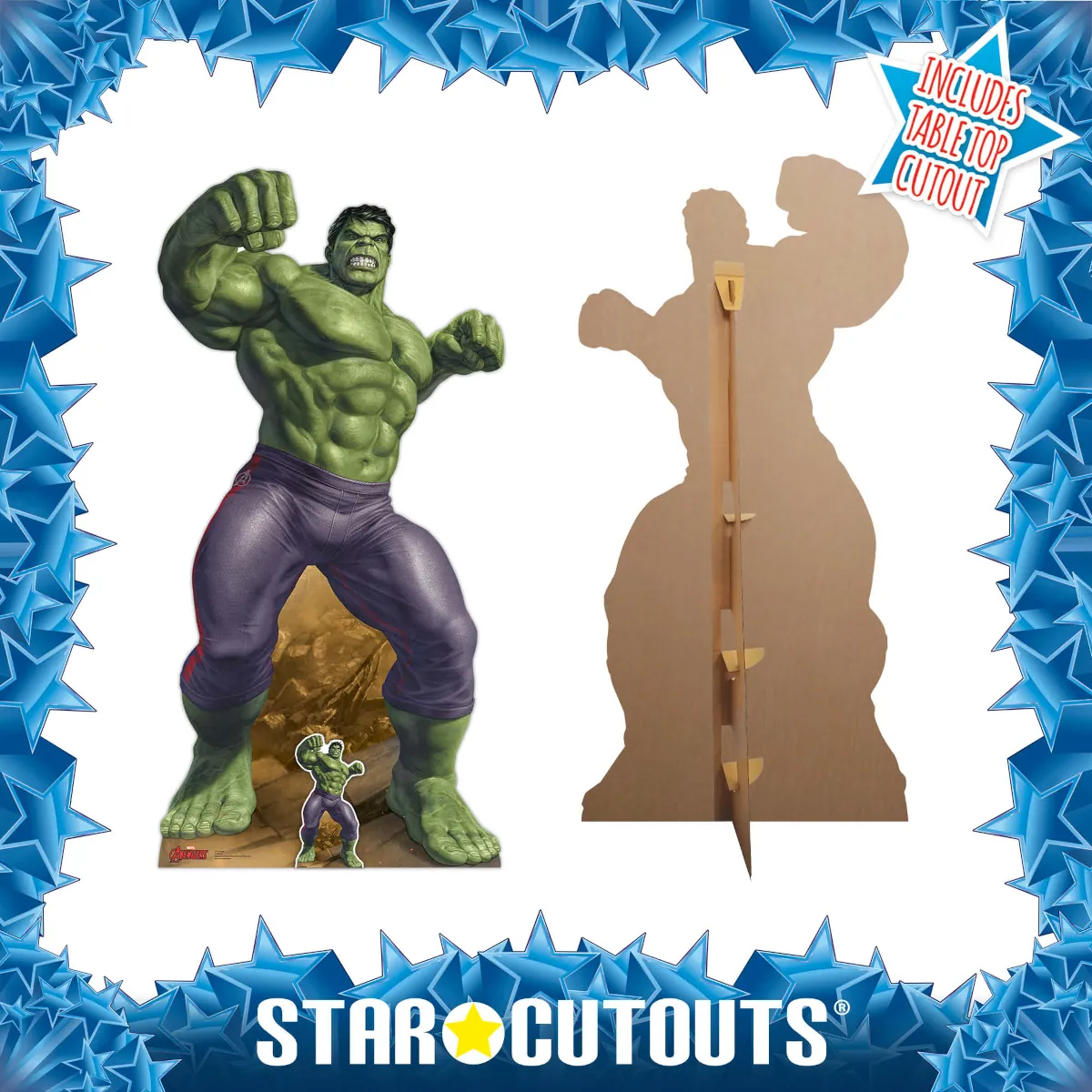 The Incredible Hulk 'Comic Book Style' (Marvel Avengers) Lifesize + Mini Cardboard Cutout Frame