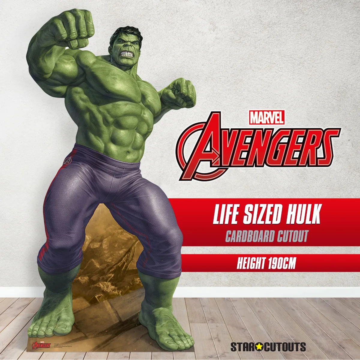 The Incredible Hulk 'Comic Book Style' (Marvel Avengers) Lifesize + Mini Cardboard Cutout Room