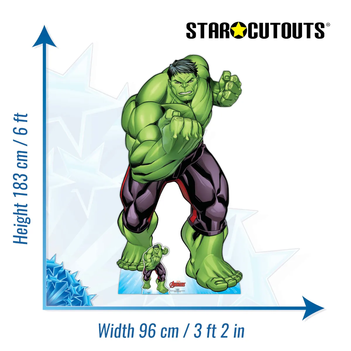 The Incredible Hulk 'Comic Book Style' (Marvel Avengers) Lifesize + Mini Cardboard Cutout Size