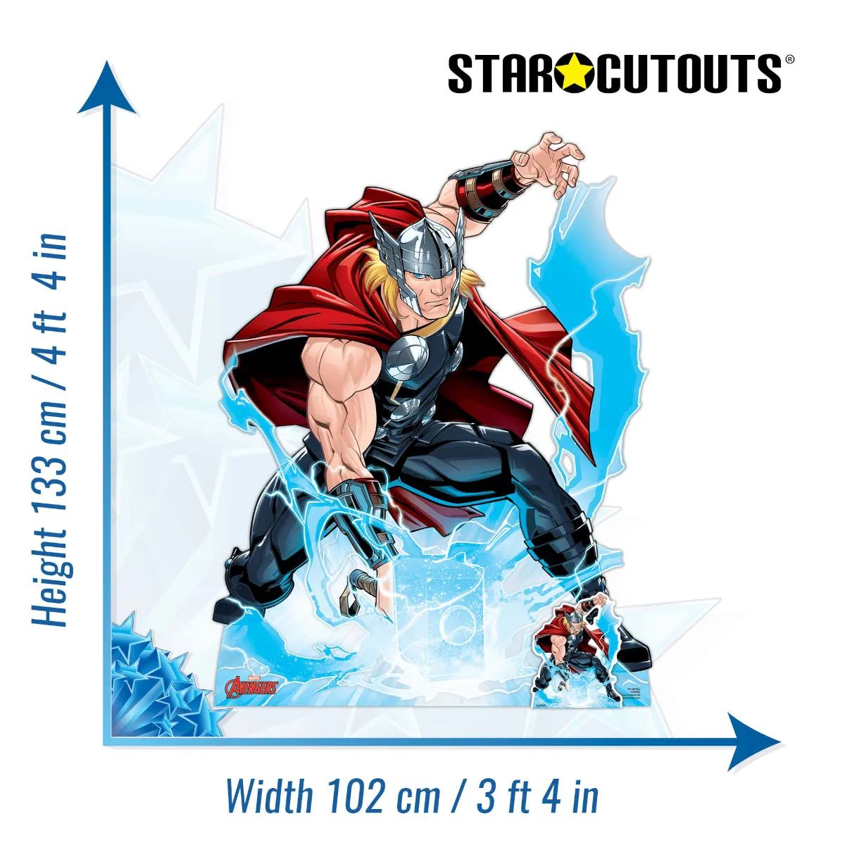Thor 'Call The Storm' (Marvel Avengers) Lifesize + Mini Cardboard Cutout Size