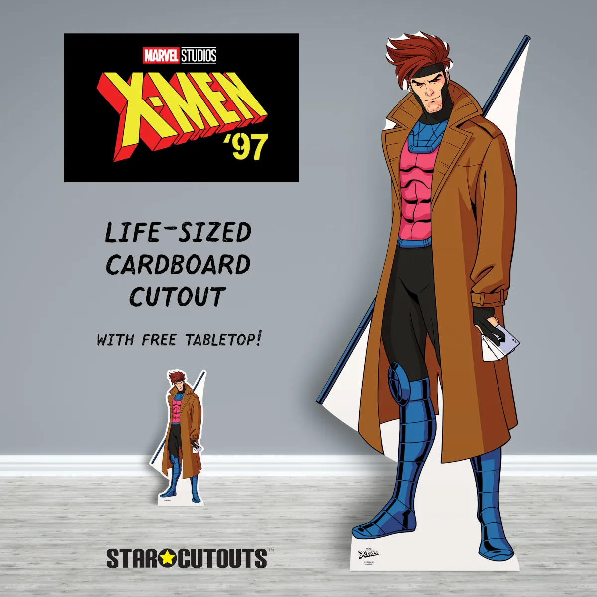 Gambit Marvel X-Men '97 Official Lifesize + Mini Cardboard Cutout Room