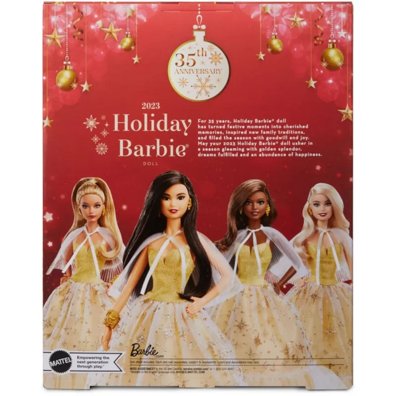 Barbie Signature Doll 35th Anniversary 2023 Holiday Doll Barbie 4 Box Back