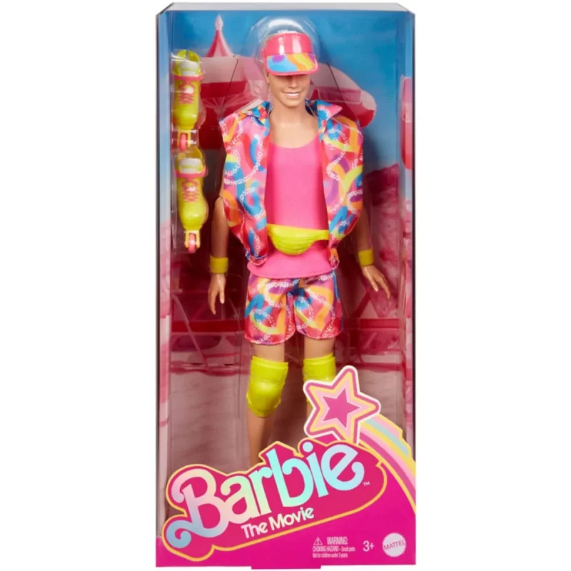 Barbie The Movie Collectible Ken Doll Wearing Retro-Inspired Inline Skate Outfit Box Front