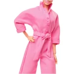 Barbie The Movie Doll Margot Robbie As Barbie Collectible Doll Wearing Pink Power Jumpsuit Closeup