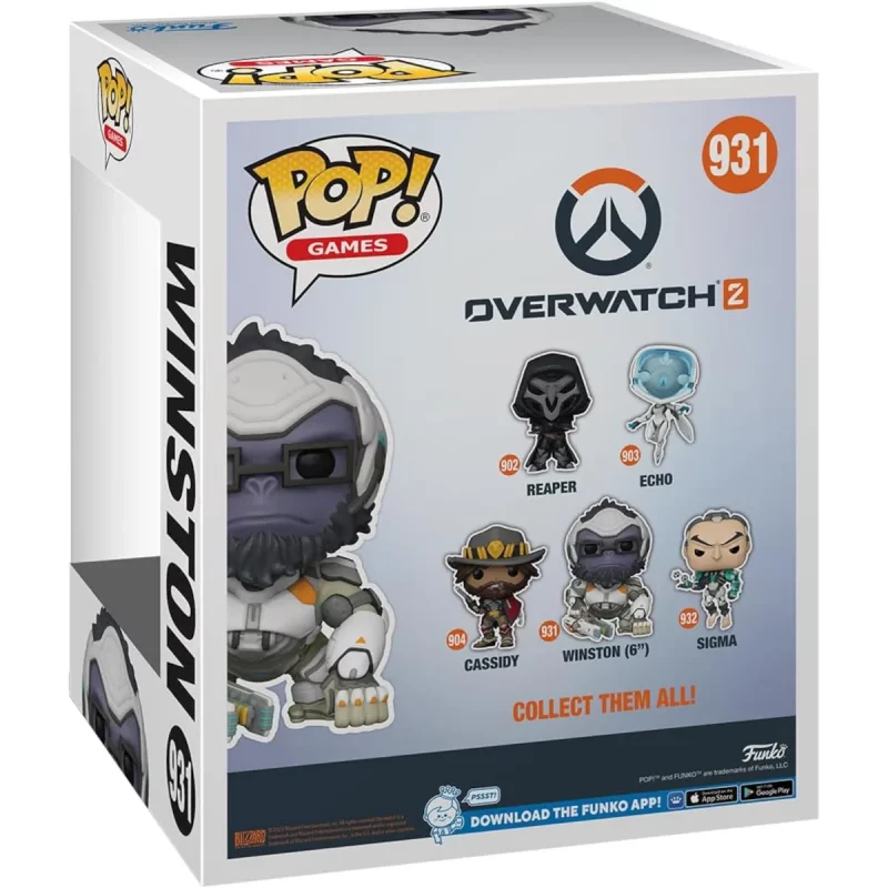 Funko Pop Games Overwatch 2 Winston Super Sized 6 inch Collectable Vinyl Figure Back