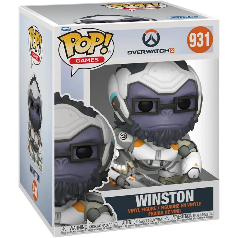 Funko Pop Games Overwatch 2 Winston Super Sized 6 inch Collectable Vinyl Figure Front