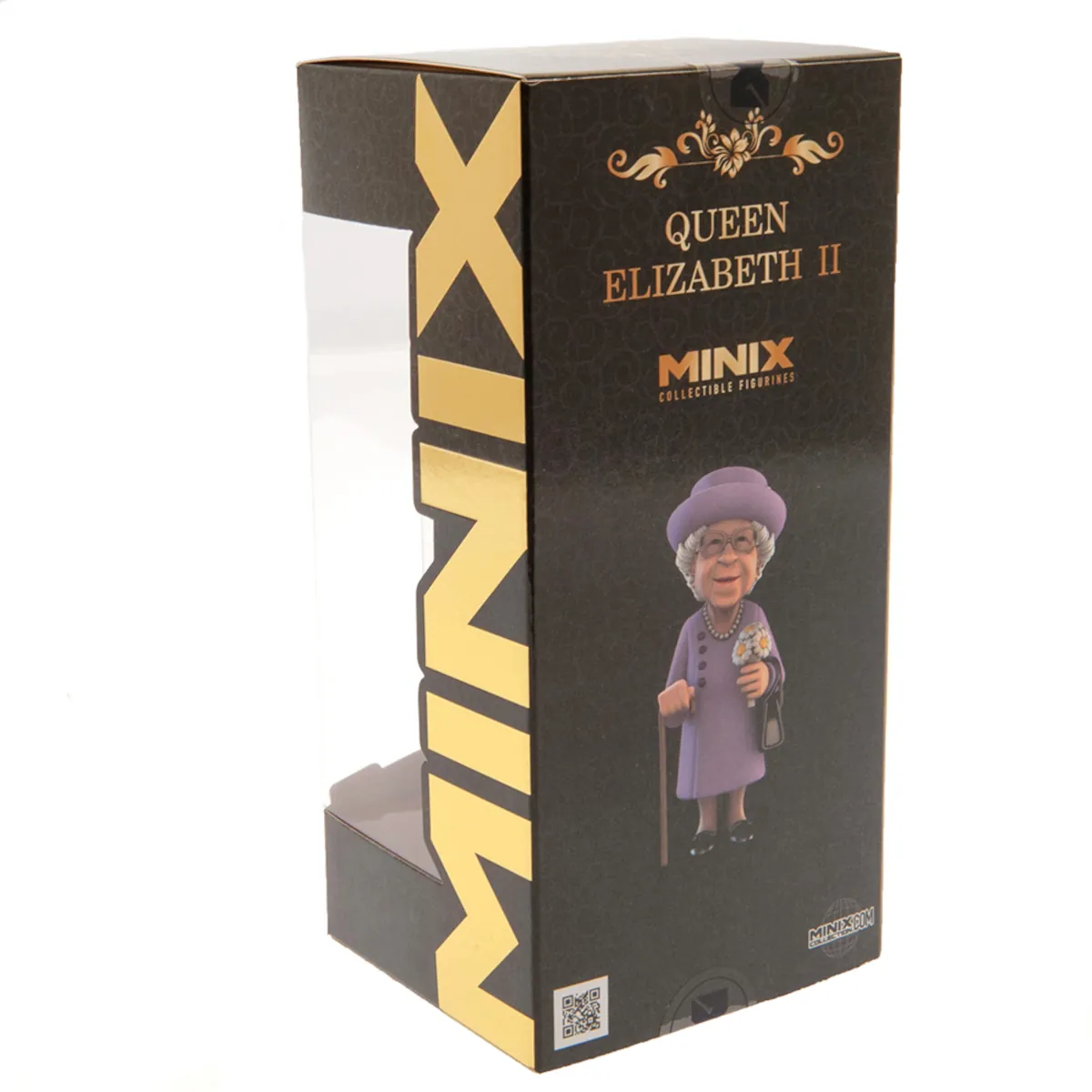 Queen Elizabeth ll UK Former Queen 12cm MINIX Collectable Figure Box Back