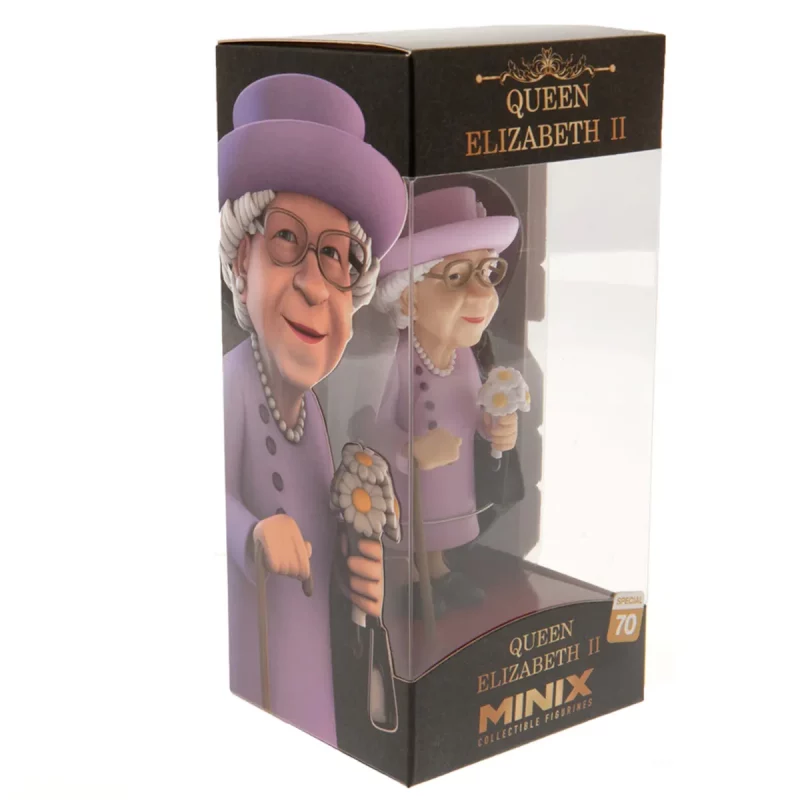 Queen Elizabeth ll UK Former Queen 12cm MINIX Collectable Figure Box Left
