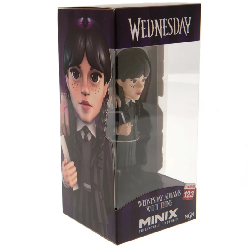 Wednesday Addams with Thing Wednesday 12cm MINIX Collectable Figure Box Left