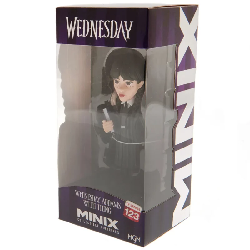 Wednesday Addams with Thing Wednesday 12cm MINIX Collectable Figure Box Right