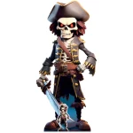 SC4479 Cartoon Pirate Skeleton (Halloween) Lifesize + Mini Cardboard Cutout Standee Front