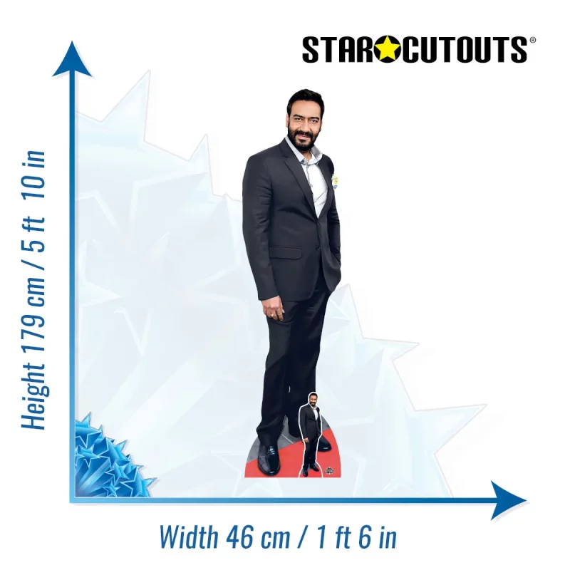 CS1120 Ajay Devgn 'Black Suit' (Indian Actor) Lifesize + Mini Cardboard Cutout Standee Size