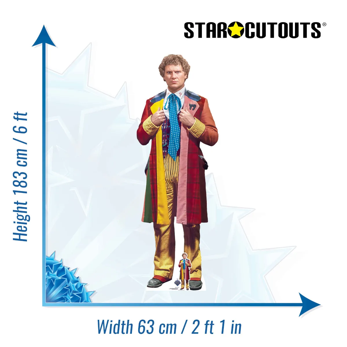 SC4647 The Sixth Doctor 'Colin Baker' (Doctor Who) Official Lifesize + Mini Cardboard Cutout Standee Size