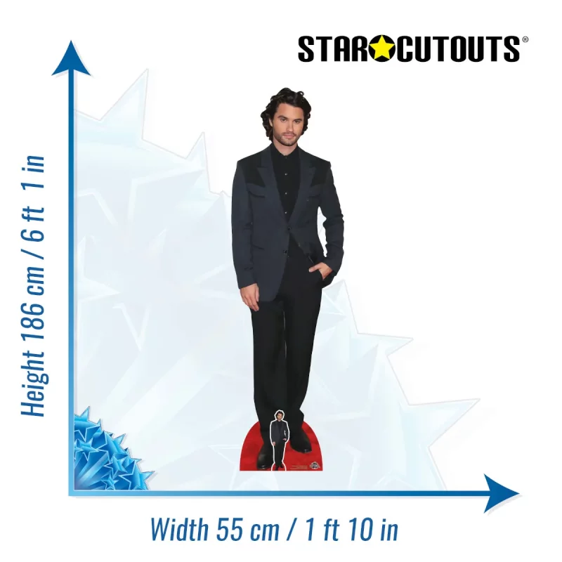 CS1186 Chase Stokes 'Black Suit' (American Actor) Lifesize + Mini Cardboard Cutout Standee Size