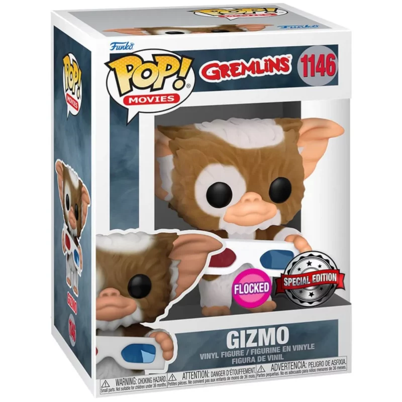 FK57937 Funko Pop! Movies - Gremlins - Gizmo with 3D Glasses (Flocked) Collectable Vinyl Figure Box Front