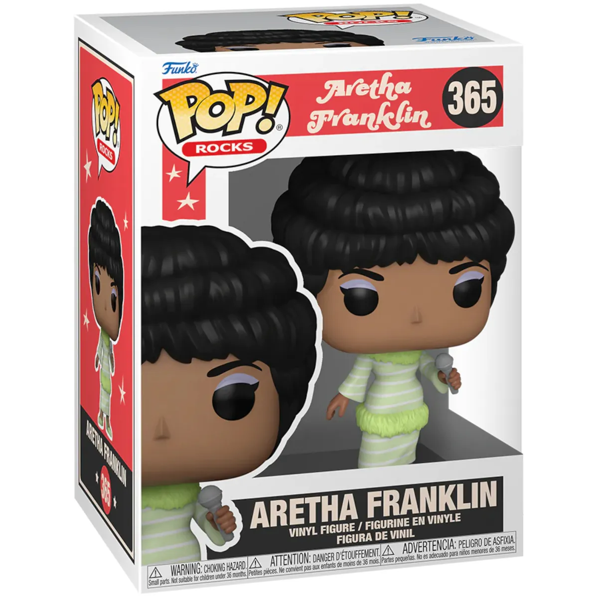 FK67452 Funko Pop! Rocks - Aretha Franklin (Green Dress) Collectable Vinyl Figure Box Front