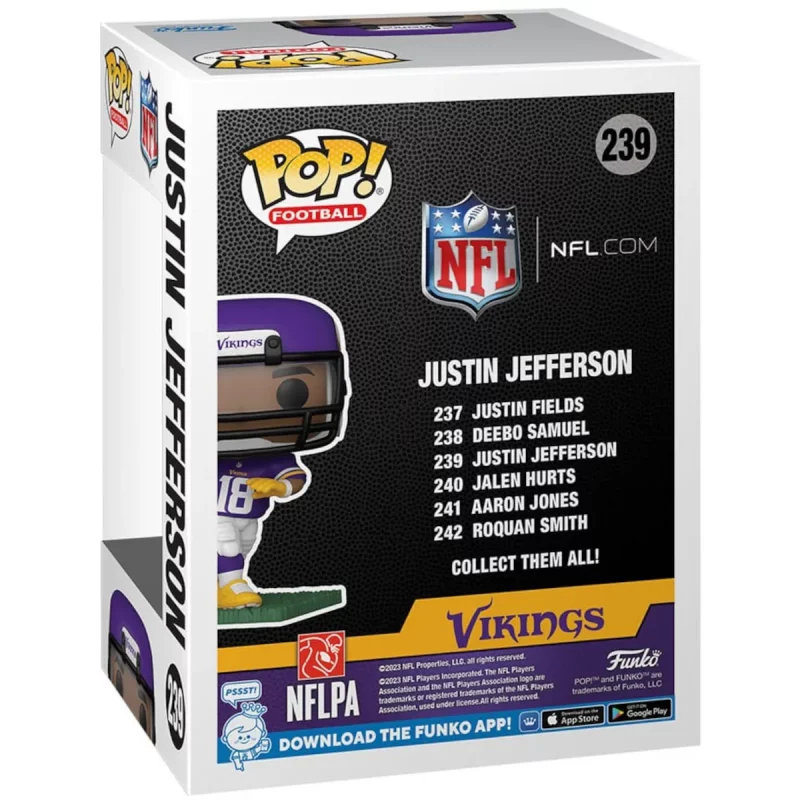 FK72272 Funko Pop! Football - NFL Vikings - Justin Jefferson Collectable Vinyl Figure Box Back