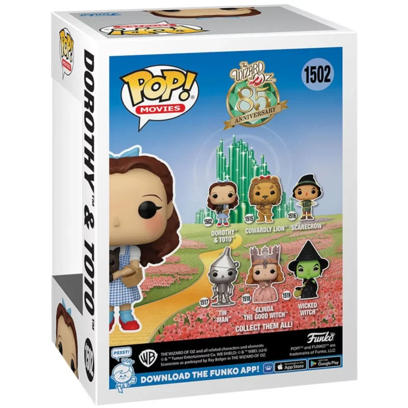FK75979 Funko Pop! Movies – The Wizard of Oz (85th Anniversary) – Dorothy & Toto Collectable Vinyl Figure Box Back