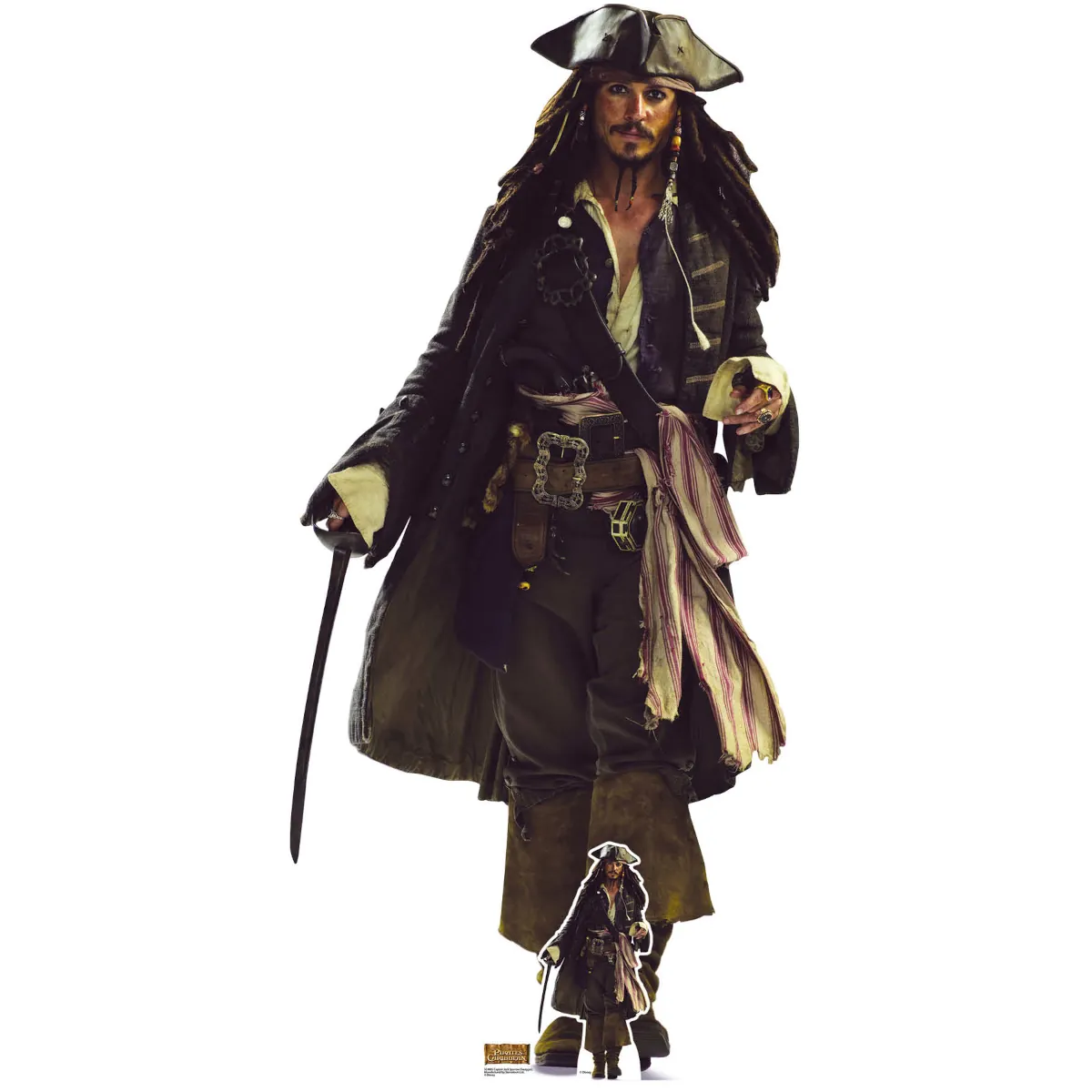 SC4405 Captain Jack Sparrow 'Johnny Depp' (Pirates of the Caribbean) Lifesize + Mini Cardboard Cutout Front