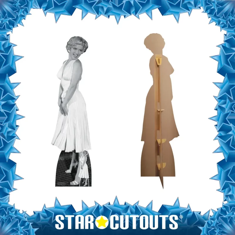 SC2383 Marilyn Monroe 'White Cocktail Dress' (American Actress) Lifesize + Mini Cardboard Cutout Standee Frame