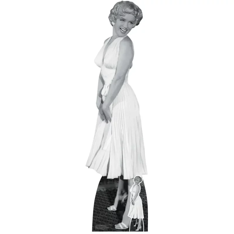 SC2383 Marilyn Monroe 'White Cocktail Dress' (American Actress) Lifesize + Mini Cardboard Cutout Standee Front