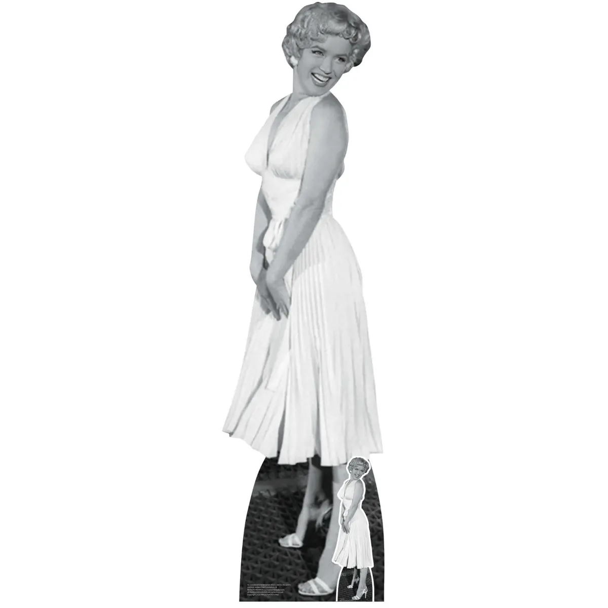 SC2383 Marilyn Monroe 'White Cocktail Dress' (American Actress) Lifesize + Mini Cardboard Cutout Standee Front