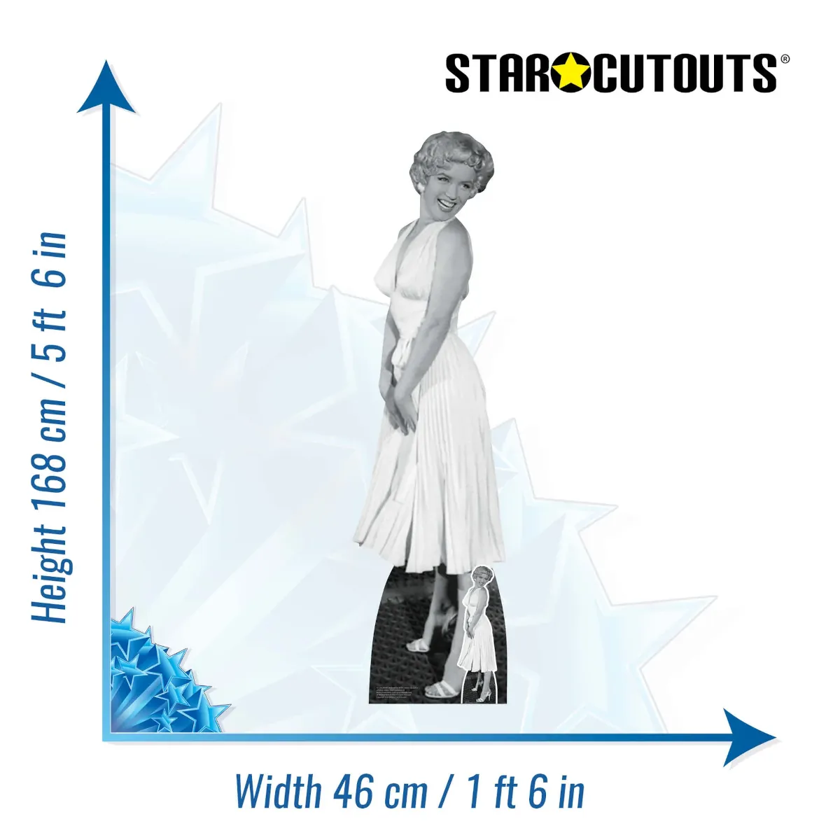 SC2383 Marilyn Monroe 'White Cocktail Dress' (American Actress) Lifesize + Mini Cardboard Cutout Standee Size