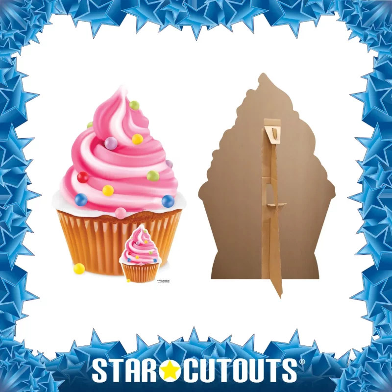 SC4359 Pink Cupcake Swirl (Party Prop) Mini + Tabletop Cardboard Cutout Standee Frame